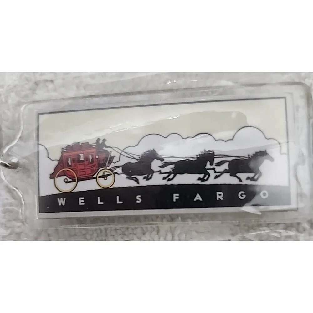 Keychain Wells Fargo Wagon Horses Accessory Acrylic Old Style New In Package